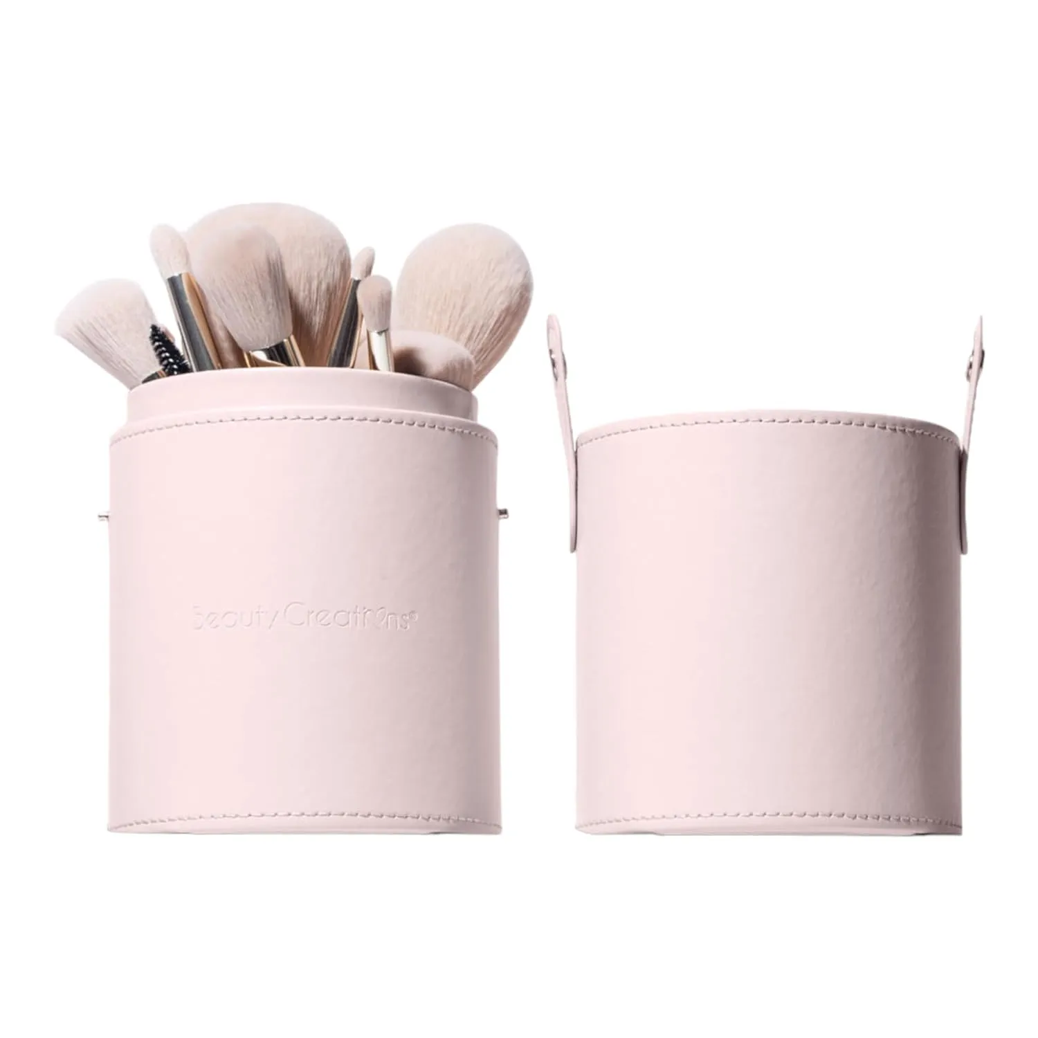 24 Piece Brush Set for Cosmetics with Matching Travel Case Container (Oh Darling)