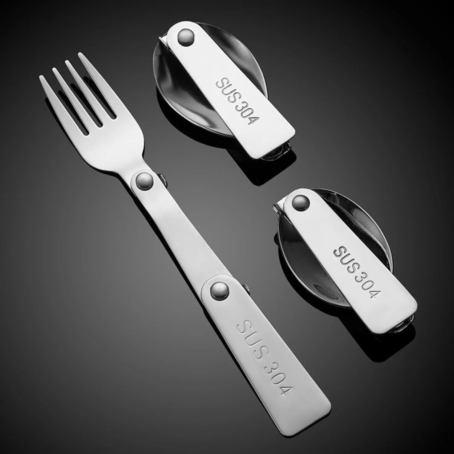 30 -Piece Silverware Set， Service for 10，Utensils Camping Utensils Folding Spoon Stainless Steel Cutlery Set 304 Salad Spoon Fork Outdoor Camping Multifunctional Folding Spoon