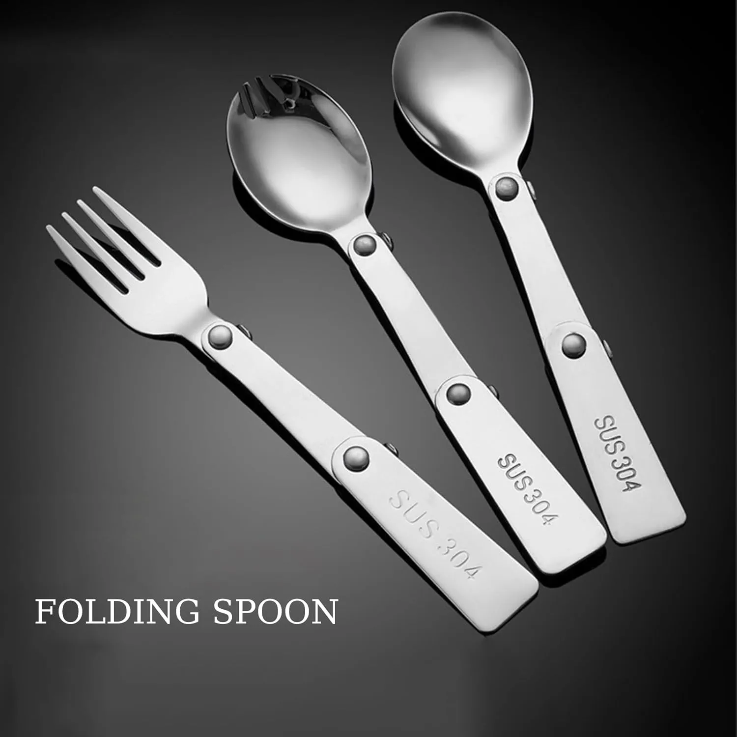 30 -Piece Silverware Set， Service for 10，Utensils Camping Utensils Folding Spoon Stainless Steel Cutlery Set 304 Salad Spoon Fork Outdoor Camping Multifunctional Folding Spoon