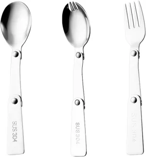 30 -Piece Silverware Set， Service for 10，Utensils Camping Utensils Folding Spoon Stainless Steel Cutlery Set 304 Salad Spoon Fork Outdoor Camping Multifunctional Folding Spoon