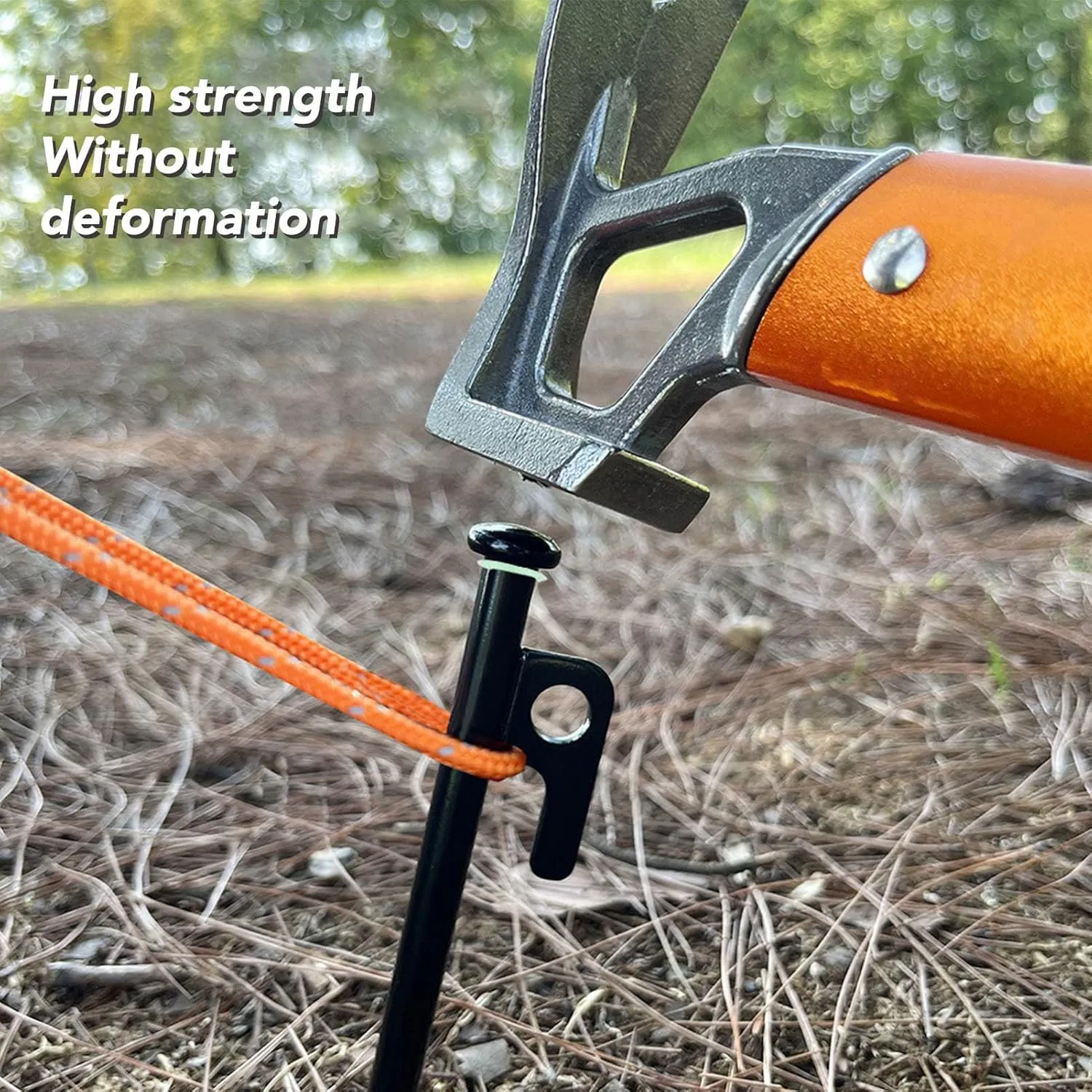 30cm Camping Stakes with Fluorescent Rings, Large Flat Pegs, Aluminum Hammer for Tents Awnings, and Tarps