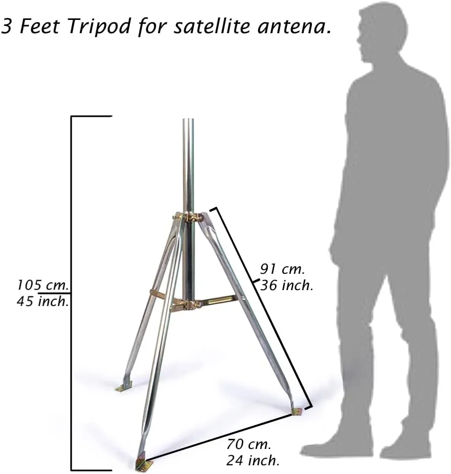 3ft Heavy Duty Tripod Mount for Starlink, Antenna, DIRECTV, Ubiquiti (Includes 1.66" by 2" Diameter Mast)