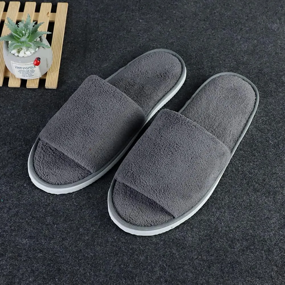 6 Pairs Spa Slippers for Women Men, Disposable Guest Washable Foldable Coral Fleece Bath Slippers for Wedding