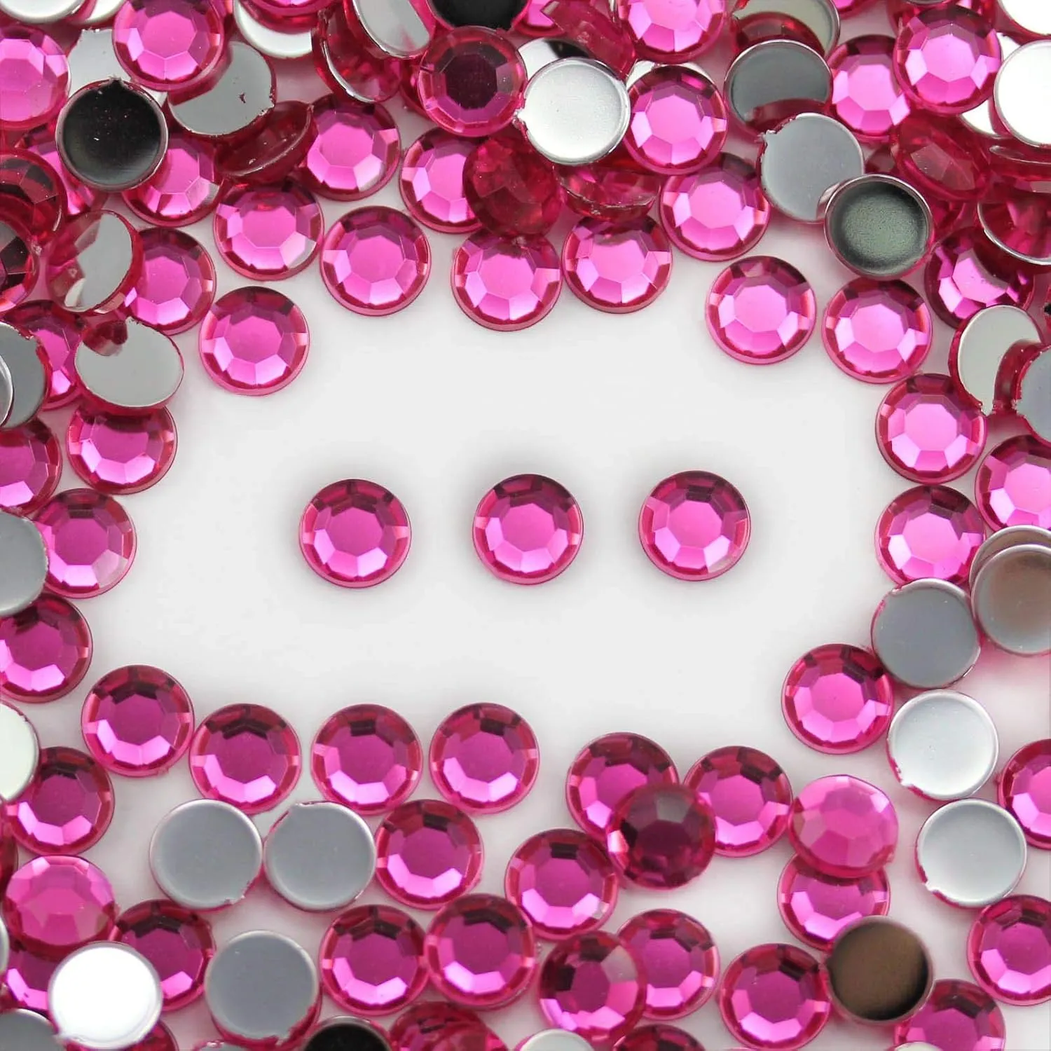 6mm SS30 Pink Self Adhesive Acrylic Rhinestones Plastic Face Gems Stick On Body Jewels for DIY Cards and Invitations Crafts Bling Sticker - 5 Sheets - 250PCS