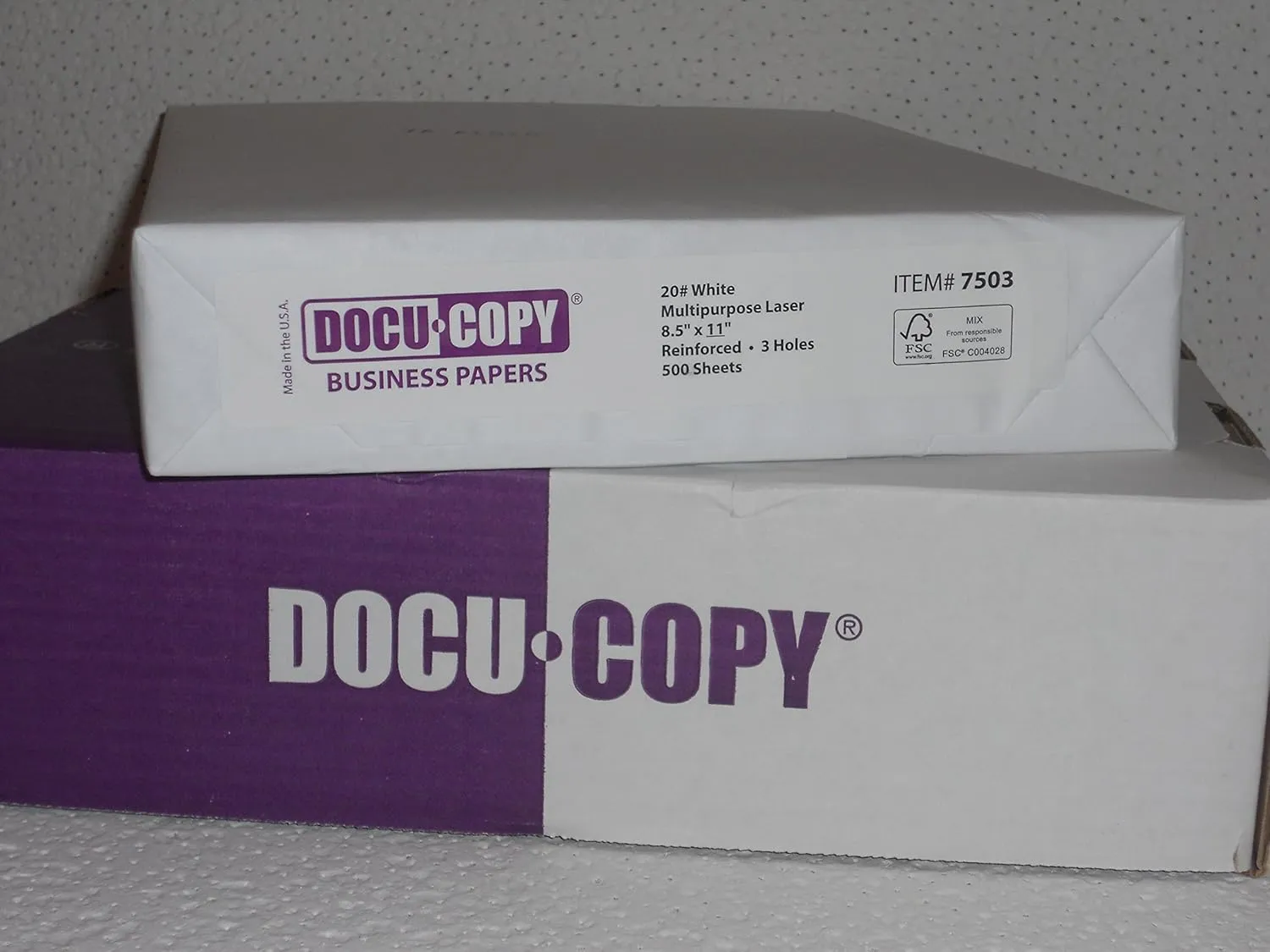 7503 Reinforced Premium Multipurpose Copy Paper 20lb 8.5" x 11" 3 Holes 1 Ream/500 Sheets