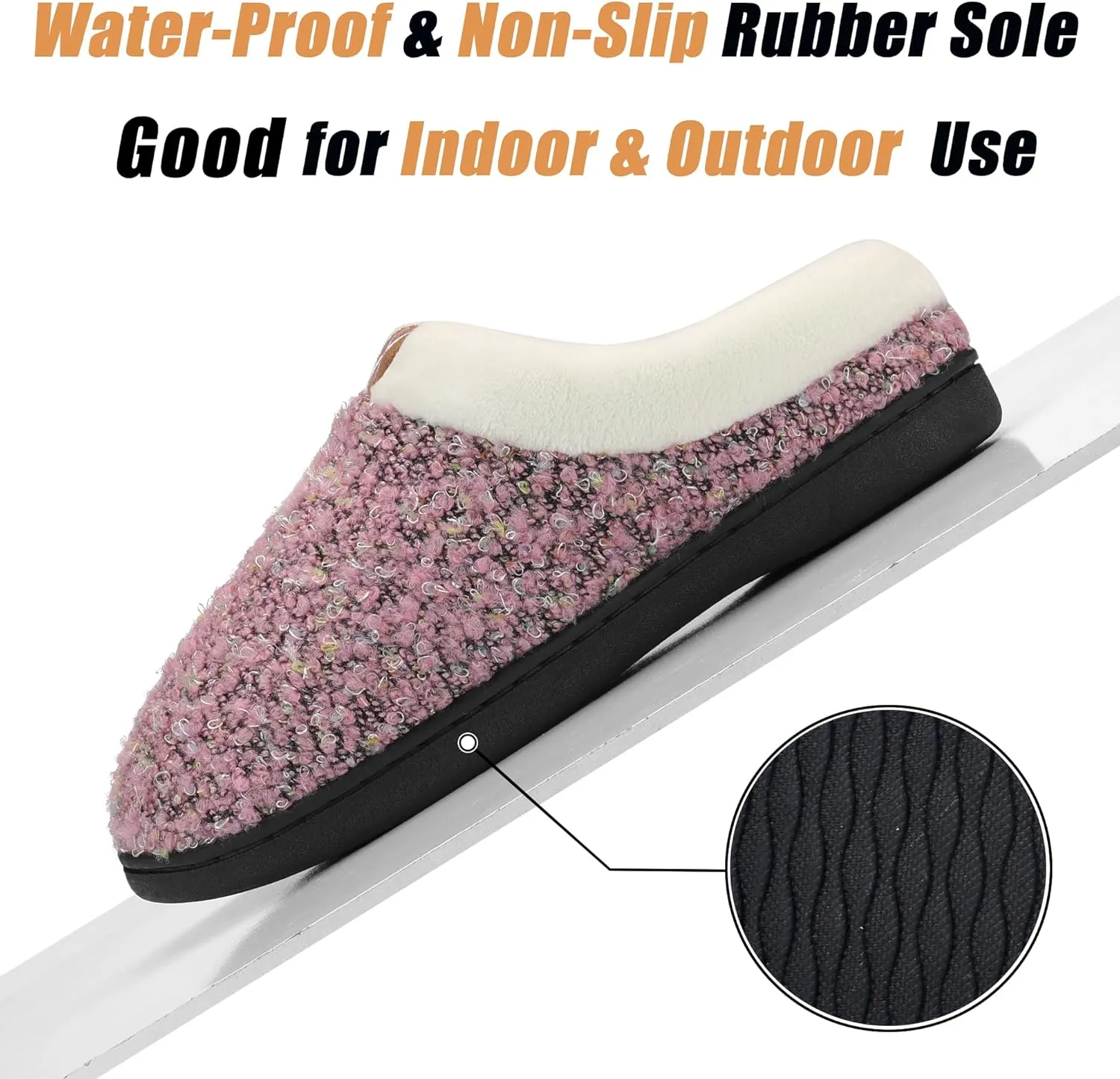 adituo Women's Comfort Memory Foam Slippers Plush Lined House Shoes Indoor, Outdoor Non-Slip Rubber Sole