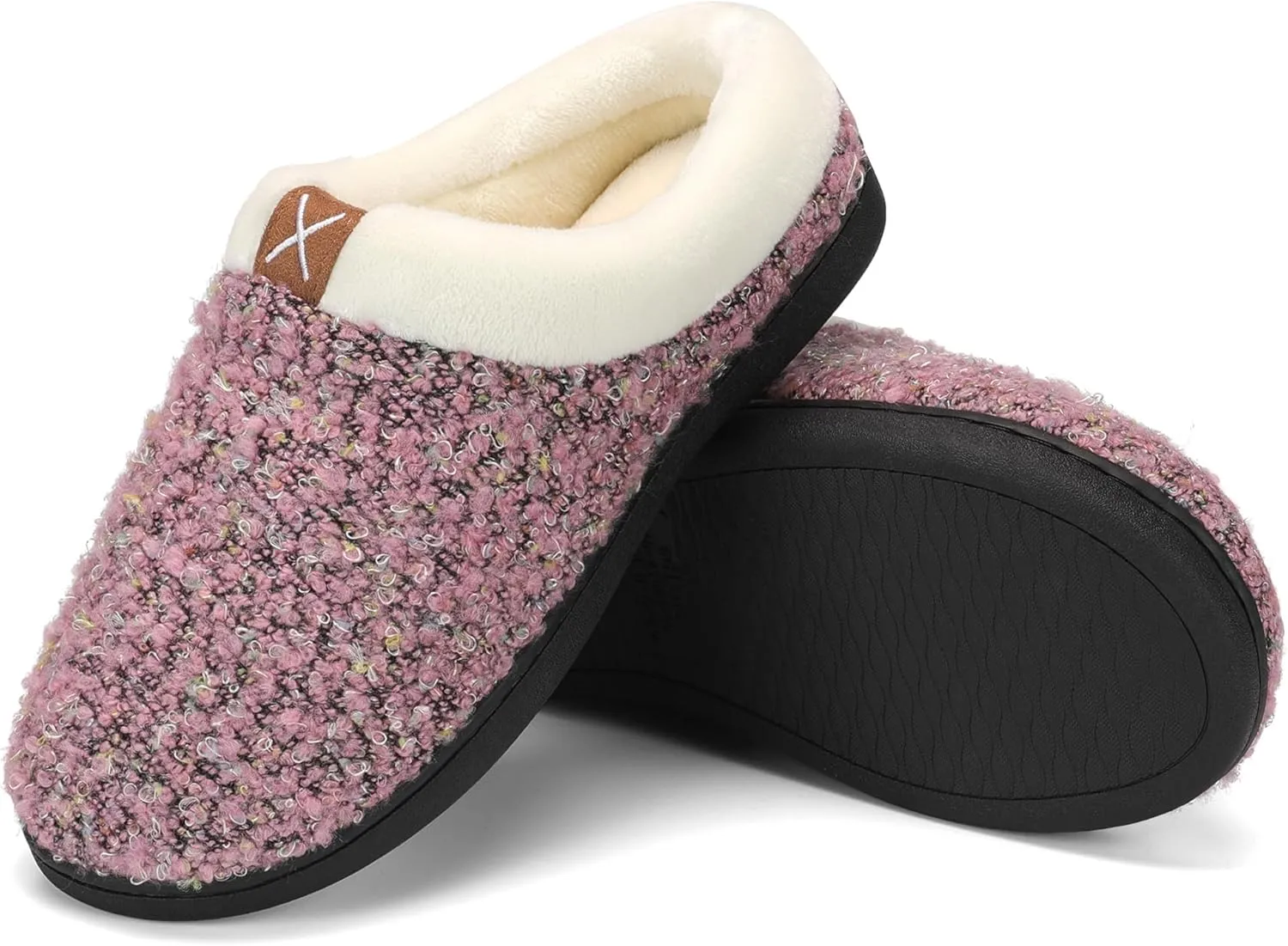 adituo Women's Comfort Memory Foam Slippers Plush Lined House Shoes Indoor, Outdoor Non-Slip Rubber Sole