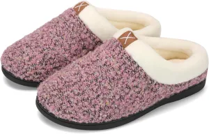 adituo Women's Comfort Memory Foam Slippers Plush Lined House Shoes Indoor, Outdoor Non-Slip Rubber Sole