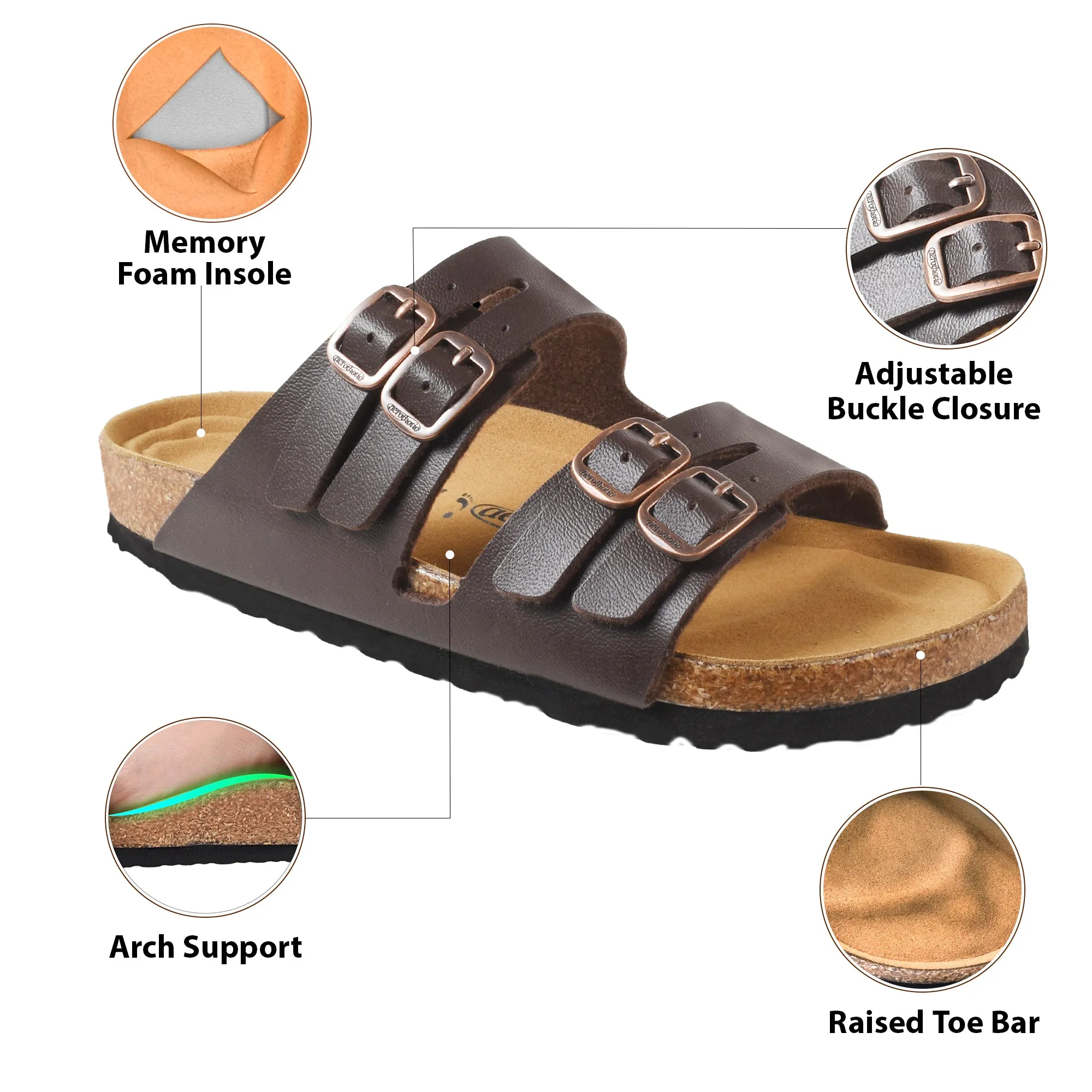 Aerothotic- Willow Footbed Double Straps with Adjustable Buckle Slip on For Women
