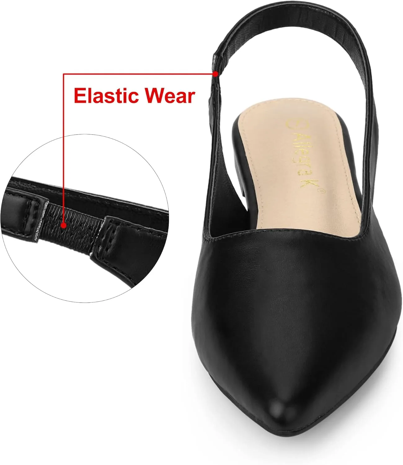 Allegra K Women's Pointed Toe Pumps Slingback Flat Pumps