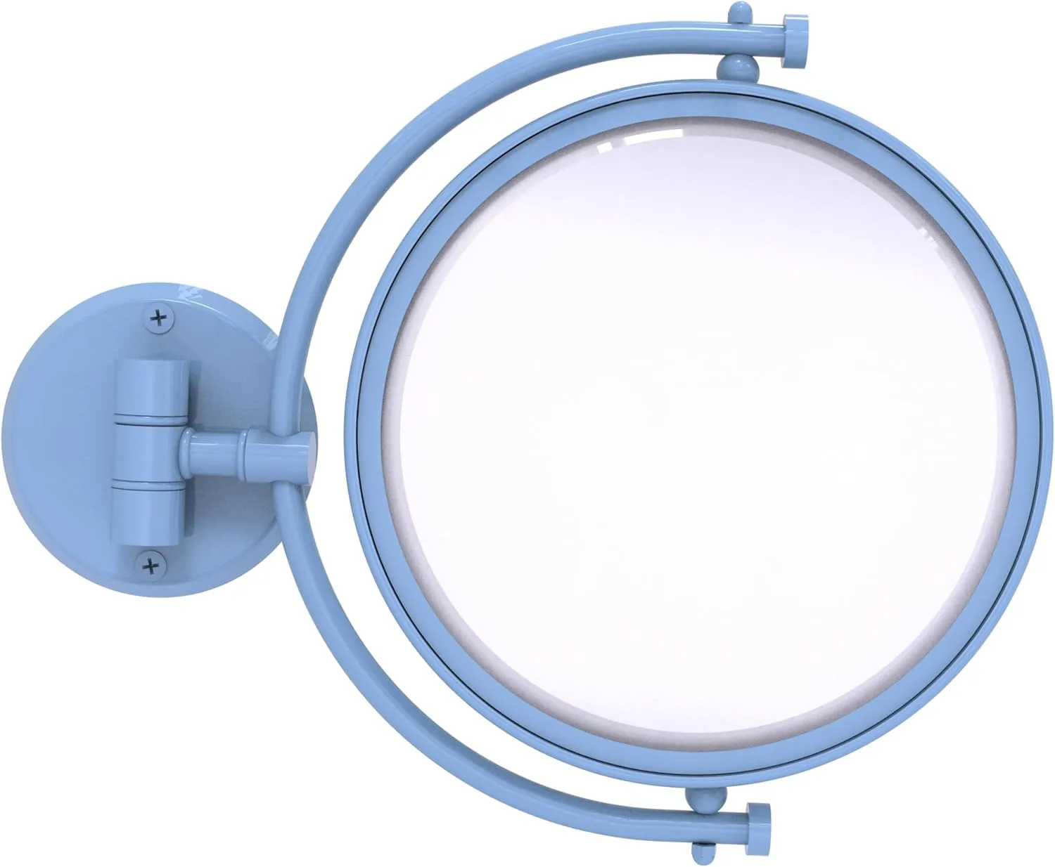 Allied Brass WM-4/4X-FTB 8 Inch Wall Mounted Make-Up Mirror 4X Magnification, Flat Troll Blue