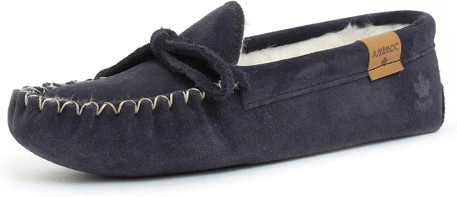 AMIMOC Istah Moccasin Shoes for Women - Comfortable Handmade Suede Slipper for Indoor