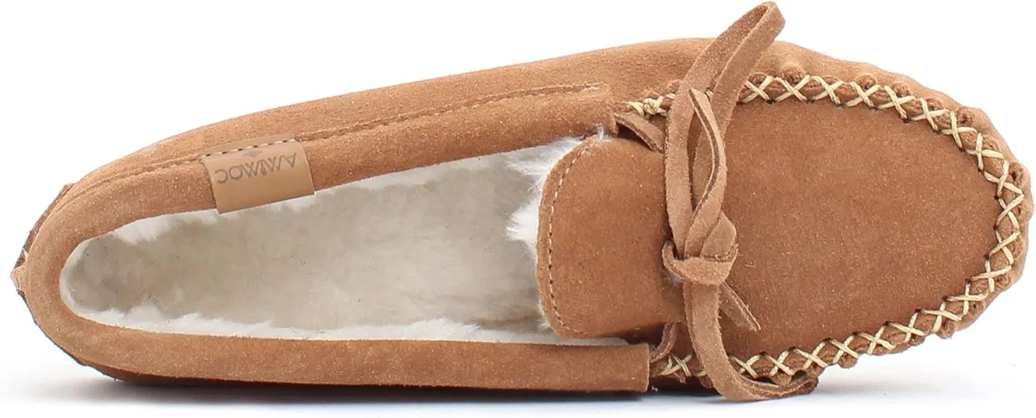 AMIMOC Istah Moccasin Shoes for Women - Comfortable Handmade Suede Slipper for Indoor