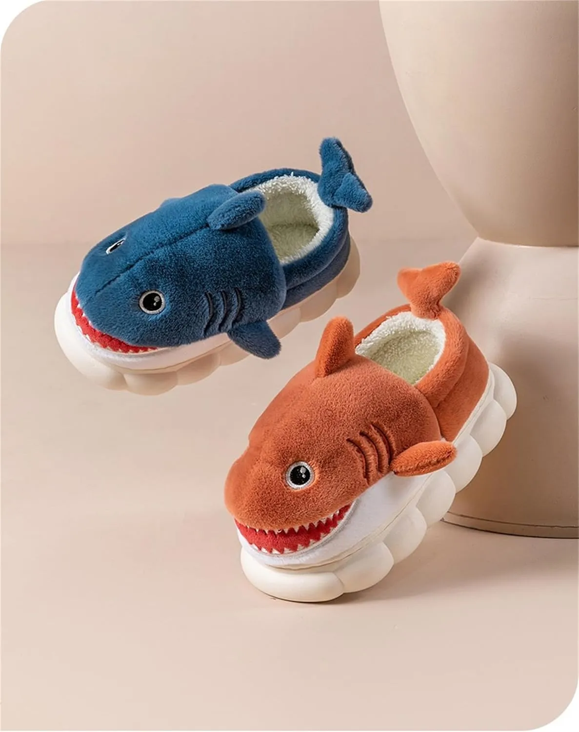 Animal slippers for Women Men Cute Shark Slippers Cozy adult home fuzzy cotton slippers