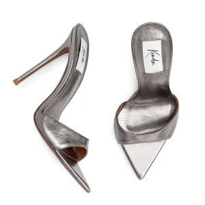 ANTHRACITE METALLIC LEATHER MULES