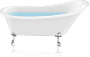 ANZZI Clawfoot Series One Piece Diamante Slipper-Style Acrylic Tub in White| 67.32 in. L x 29.53 in. W x 30.91 in. H | FT-CF131LXFT-CH