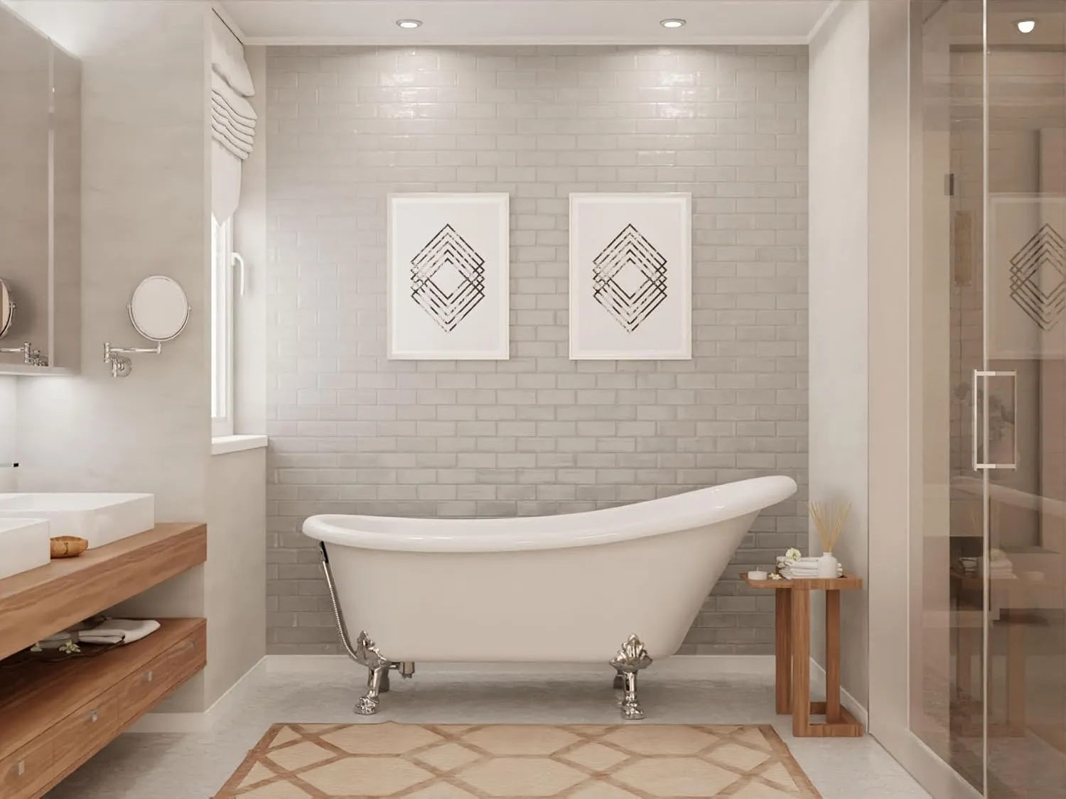 ANZZI Clawfoot Series One Piece Diamante Slipper-Style Acrylic Tub in White| 67.32 in. L x 29.53 in. W x 30.91 in. H | FT-CF131LXFT-CH