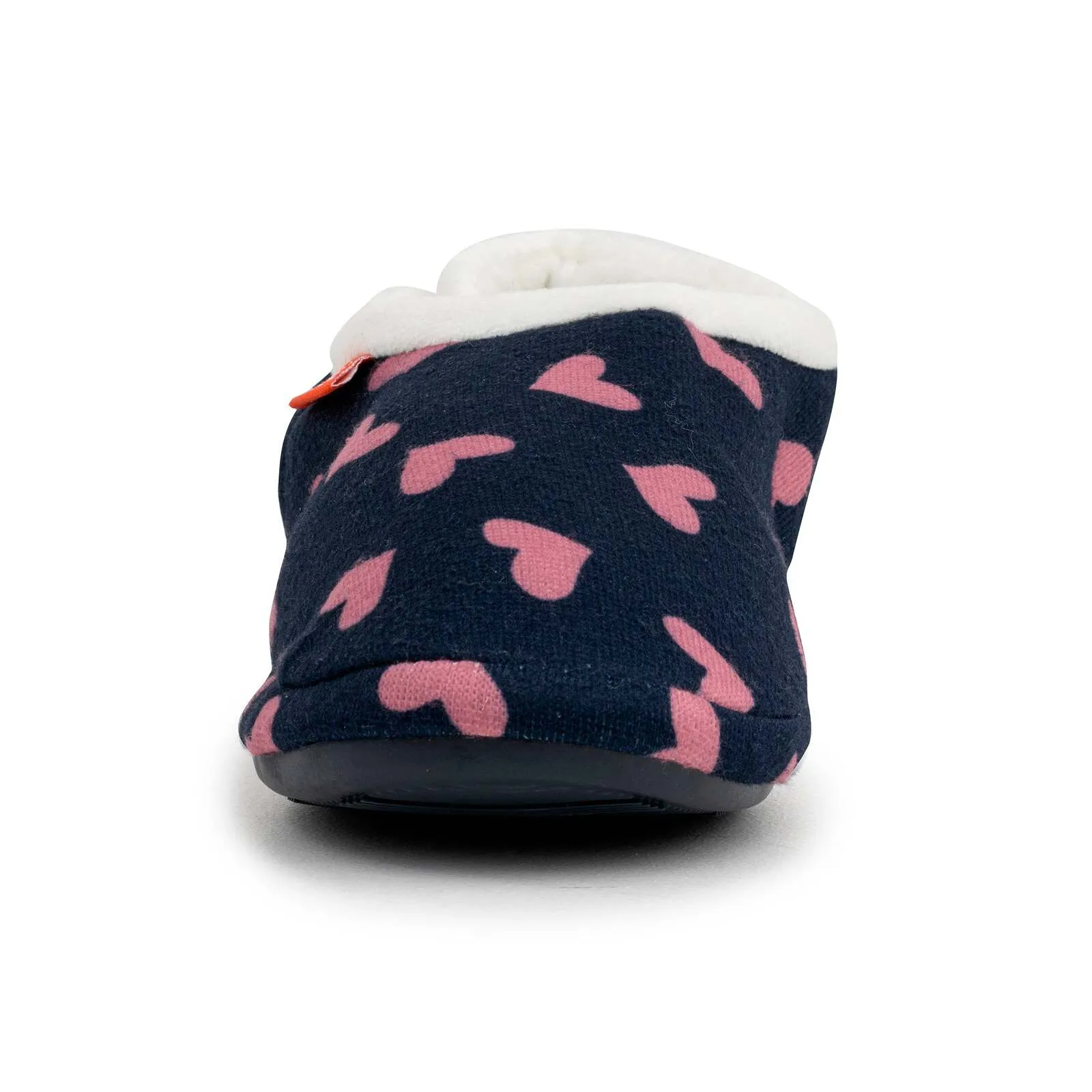 ARCHLINE Orthotic Slippers CLOSED Arch Scuffs Moccasins Pain Relief in Navy Hearts - EUR39 V563-AS401-NVYHRT-39
