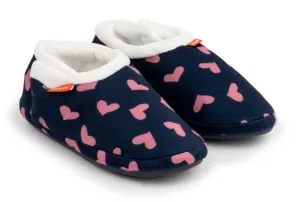 ARCHLINE Orthotic Slippers CLOSED Arch Scuffs Moccasins Pain Relief in Navy Hearts - EUR39 V563-AS401-NVYHRT-39