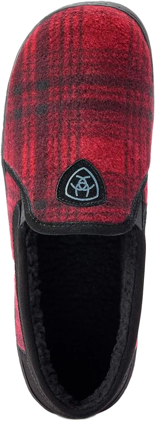 ARIAT Men's Lincoln Wool & Suede Warm Soft Comfortable Indoor Outdoor Slippers with Sherpa Lining & Tpr Soles