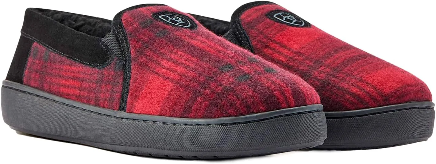ARIAT Men's Lincoln Wool & Suede Warm Soft Comfortable Indoor Outdoor Slippers with Sherpa Lining & Tpr Soles