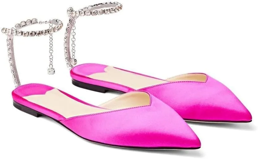 Arqa Women's Ballet Flat Crystal Ankle Strap Low Heels Dressy Comfortable Flats Shoes