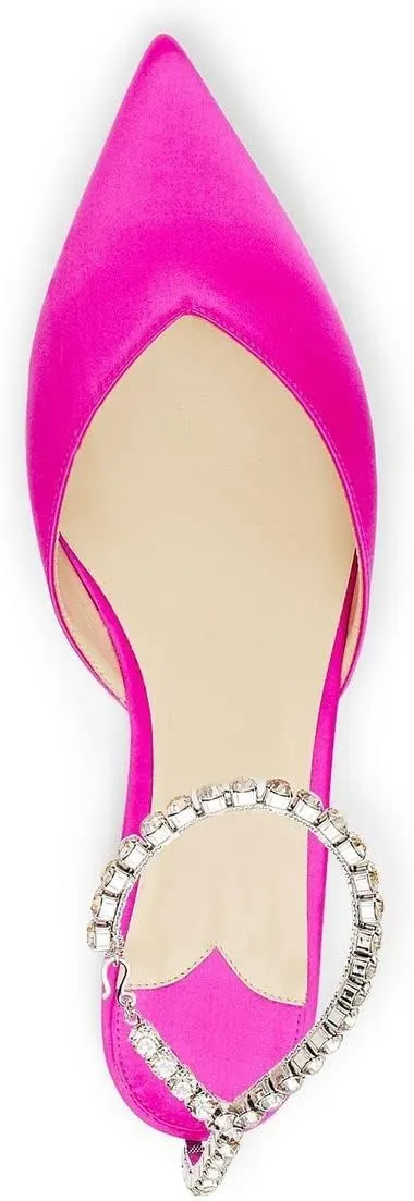 Arqa Women's Ballet Flat Crystal Ankle Strap Low Heels Dressy Comfortable Flats Shoes