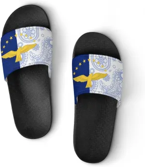 Azores Paisley Flag House Slippers for Women Men Shower Slides Bathroom Sandals