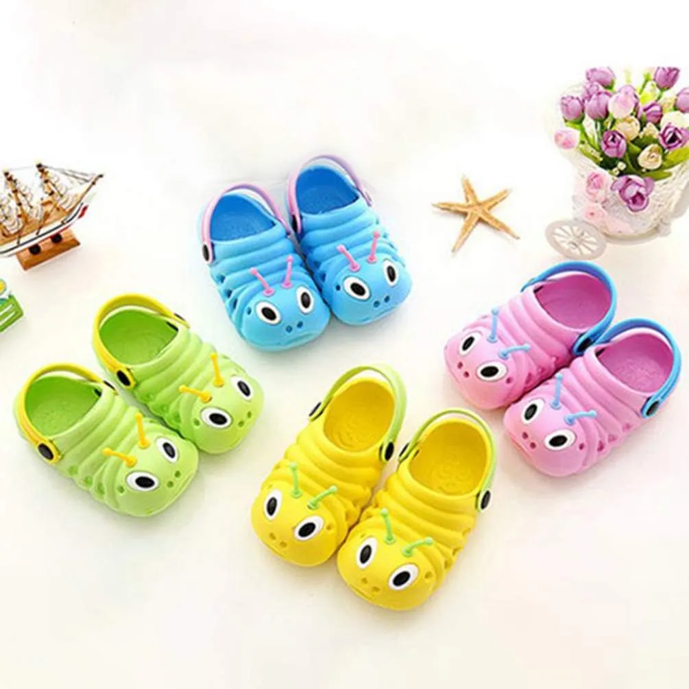Baby Girls Boys Sandals Kid's Cute Lightweight Shoes Summer Premium Cartoon Sandals Children Caterpillar Non-Slip Beach Water Clogs Shoes Garden Slipper