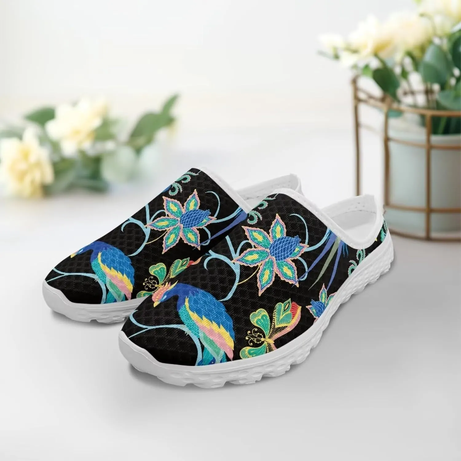 Backless Mesh Slip On Mule Shoes for Ladies - Light, Breathable, Non-Slip, Easy On-Off for Walking, Parties