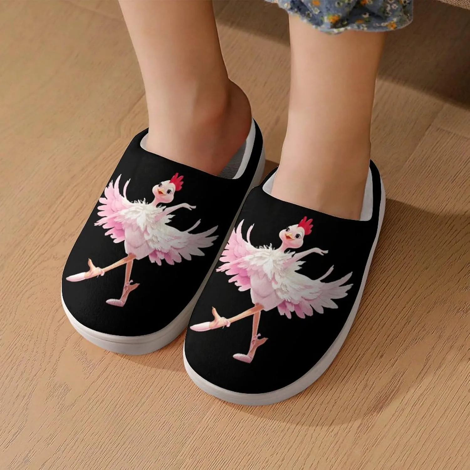 Ballerina Chicken Cute Cotton Slippers Anti-slip House Shoes Funny Slipper Indoor Outdoor