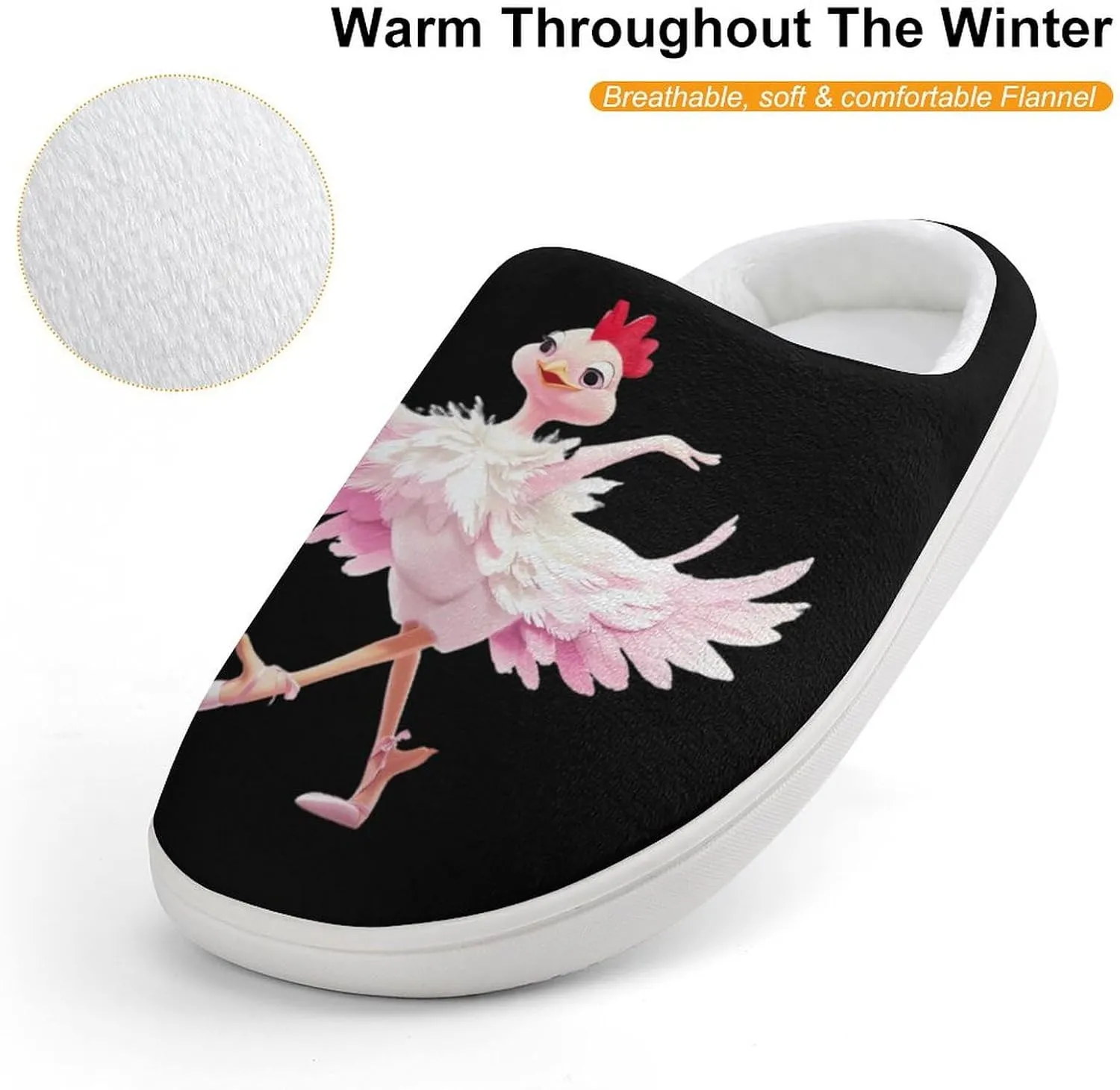 Ballerina Chicken Cute Cotton Slippers Anti-slip House Shoes Funny Slipper Indoor Outdoor