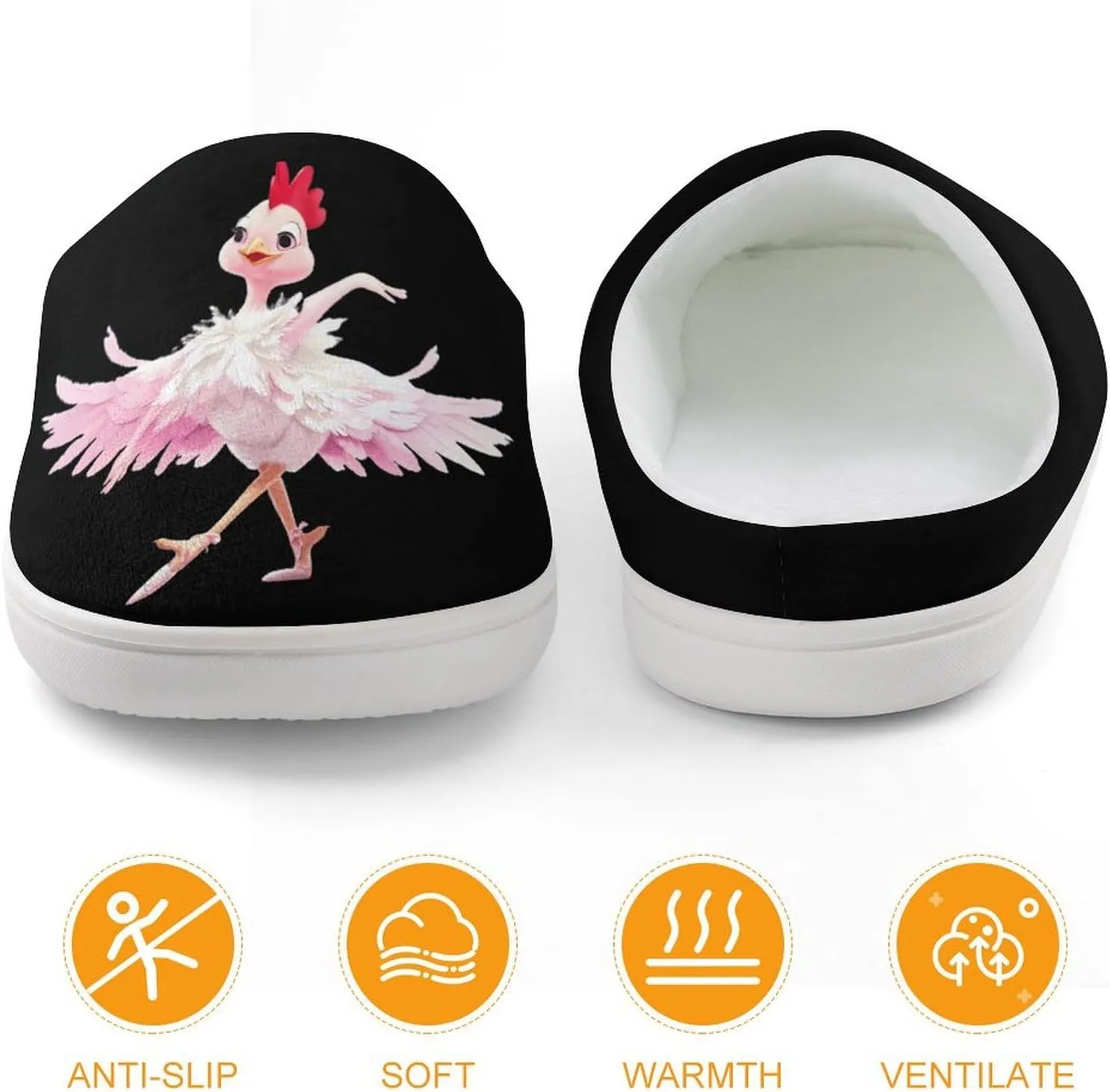 Ballerina Chicken Cute Cotton Slippers Anti-slip House Shoes Funny Slipper Indoor Outdoor
