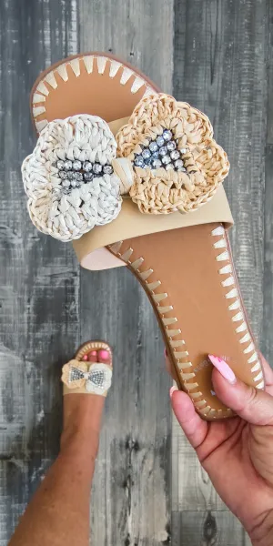 Beau Embroidered Bow And Bling Slip On
