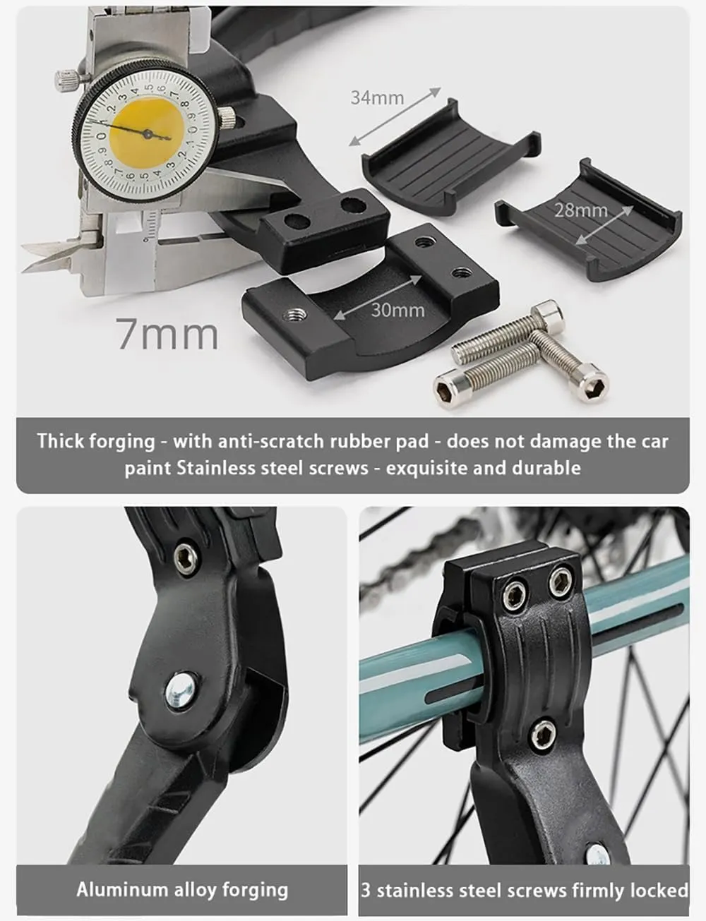 Bike Kickstand for Cervelo P5X, Aluminum Adjustable Kickstand Foot Side Stand Suppor Rear Side Bicycle Stand with Non-Slip Rubber Foot,A