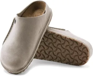 Birkenstock Zermatt Suede Leather Clogs with Cork-Latex Footbed - Stone Coin - 1021338