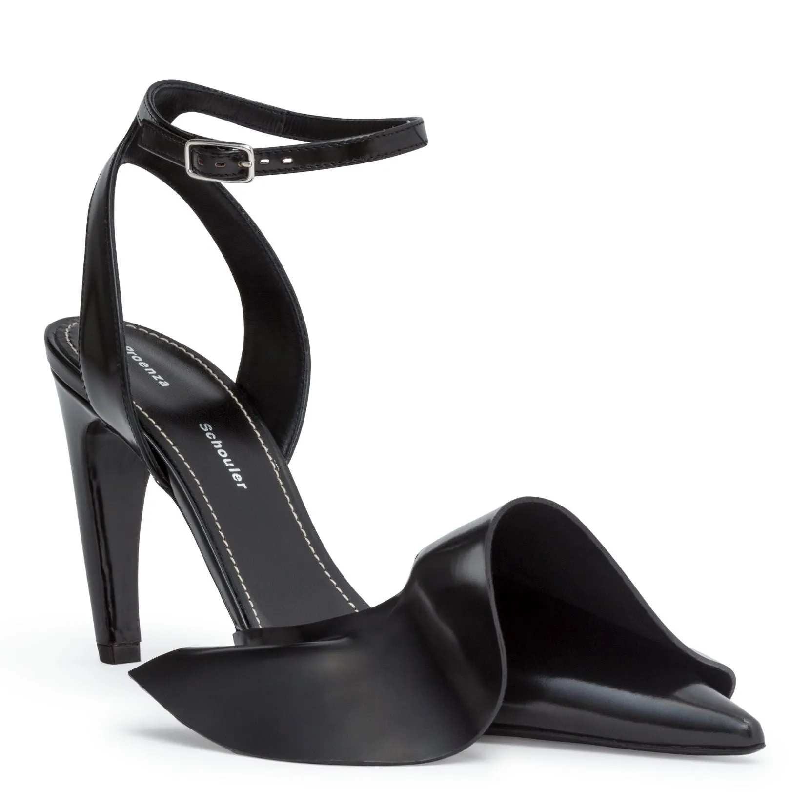 Black ruffled 90 pumps