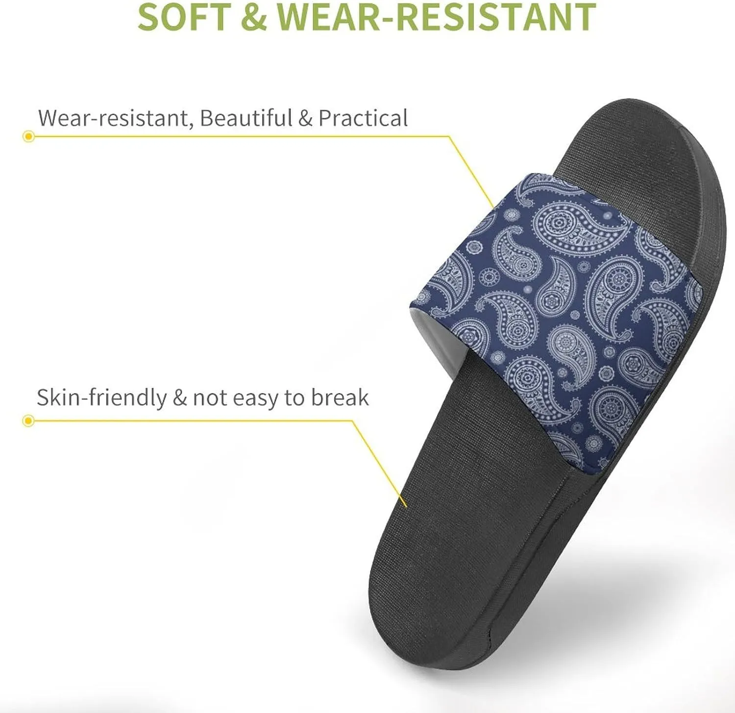 Blue Paisley Bandana House Slippers for Women Men Shower Slides Bathroom Sandals