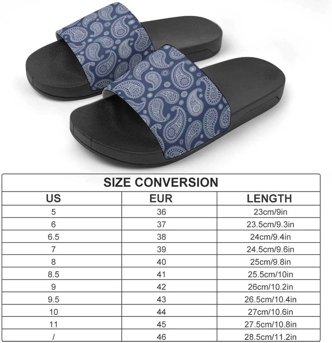 Blue Paisley Bandana House Slippers for Women Men Shower Slides Bathroom Sandals