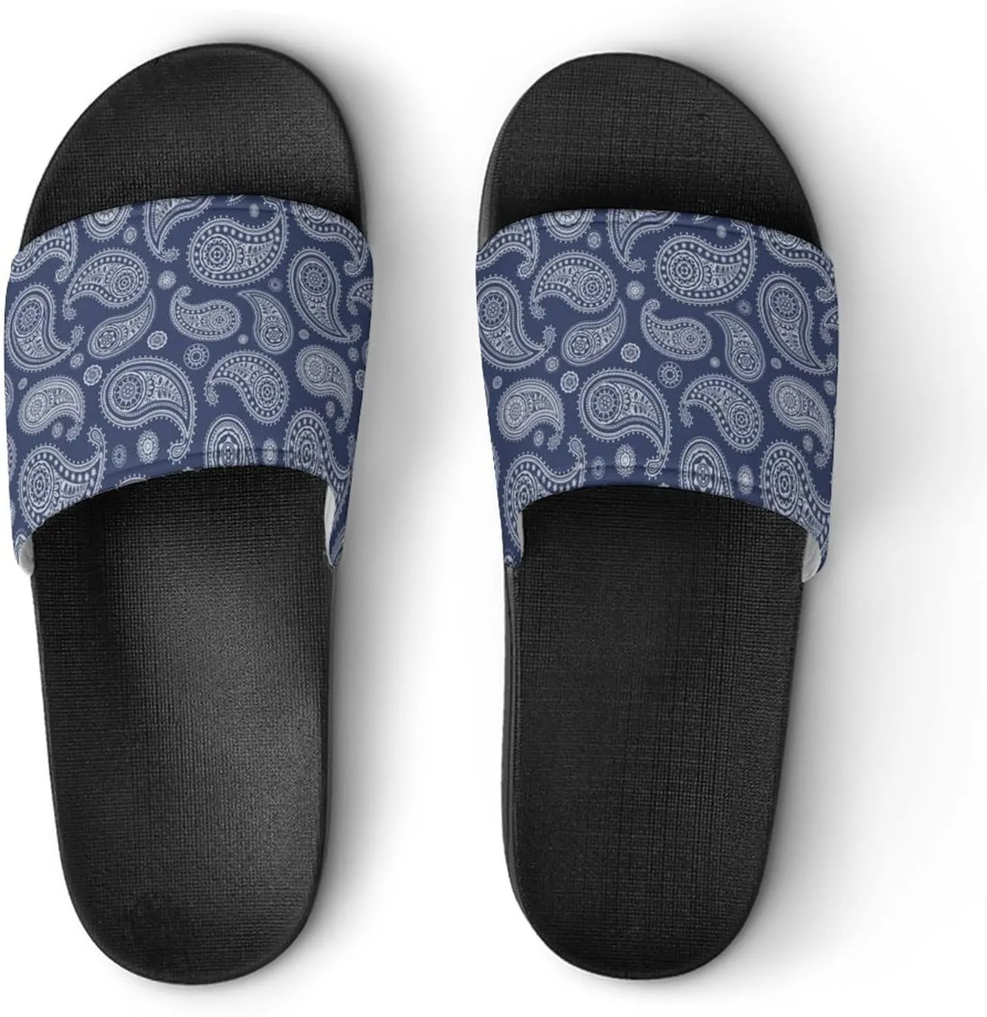 Blue Paisley Bandana House Slippers for Women Men Shower Slides Bathroom Sandals