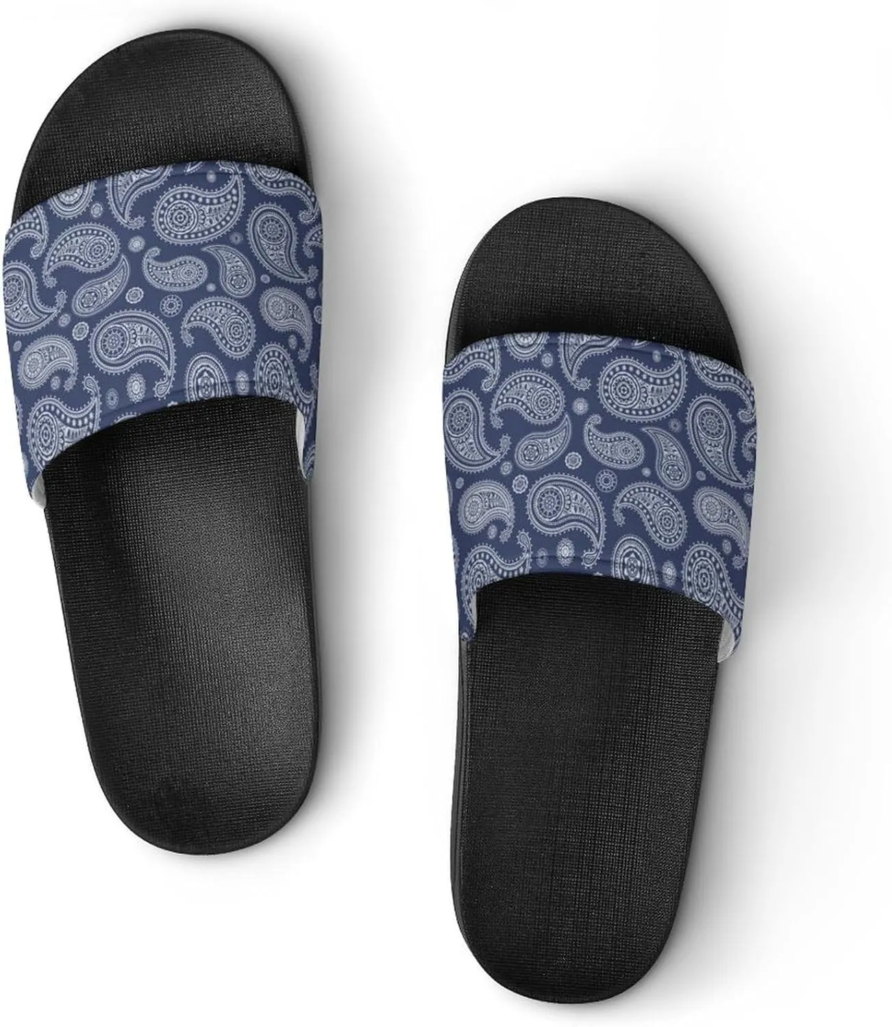 Blue Paisley Bandana House Slippers for Women Men Shower Slides Bathroom Sandals