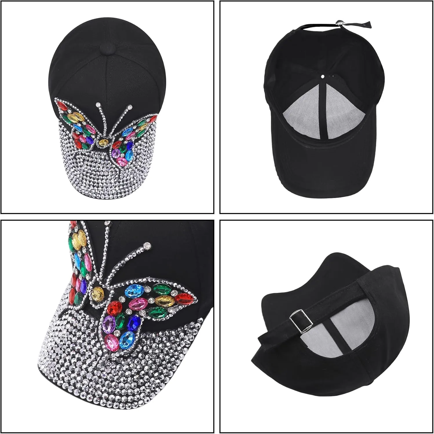 BOLLEY JOSS Sequin Ponytail Baseball Cap for Women Girls Velcro Ponycap Adjustable Mesh Trucker Hat