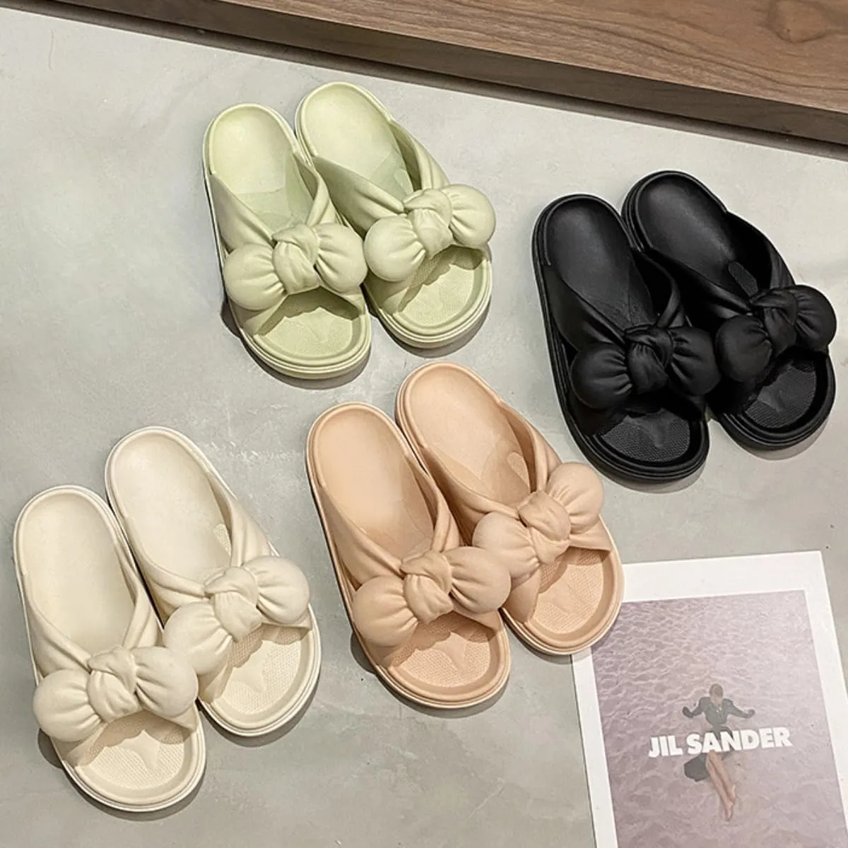 Bow Slippers Preppy Cute Kawaii Home Bathroom Slippers Indoor Slippers For Women Men Girls