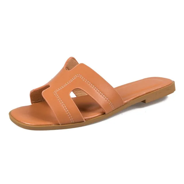 Brand summer cut out ladies sandals flat shoes Candy Color
