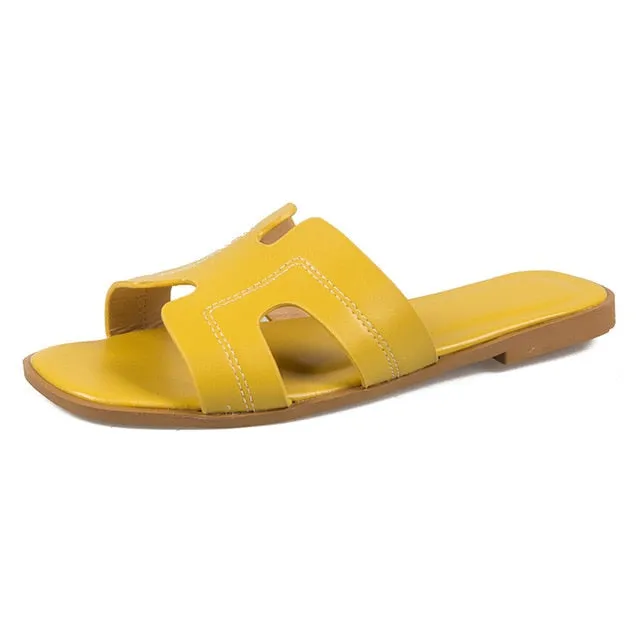 Brand summer cut out ladies sandals flat shoes Candy Color