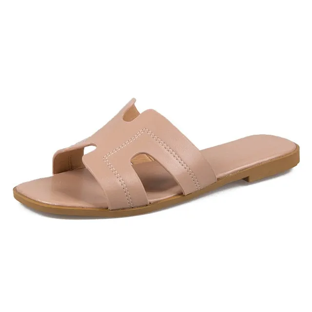Brand summer cut out ladies sandals flat shoes Candy Color