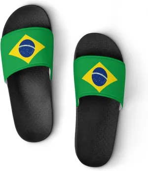 Brazilian Flag House Slippers for Women Men Shower Slides Bathroom Sandals