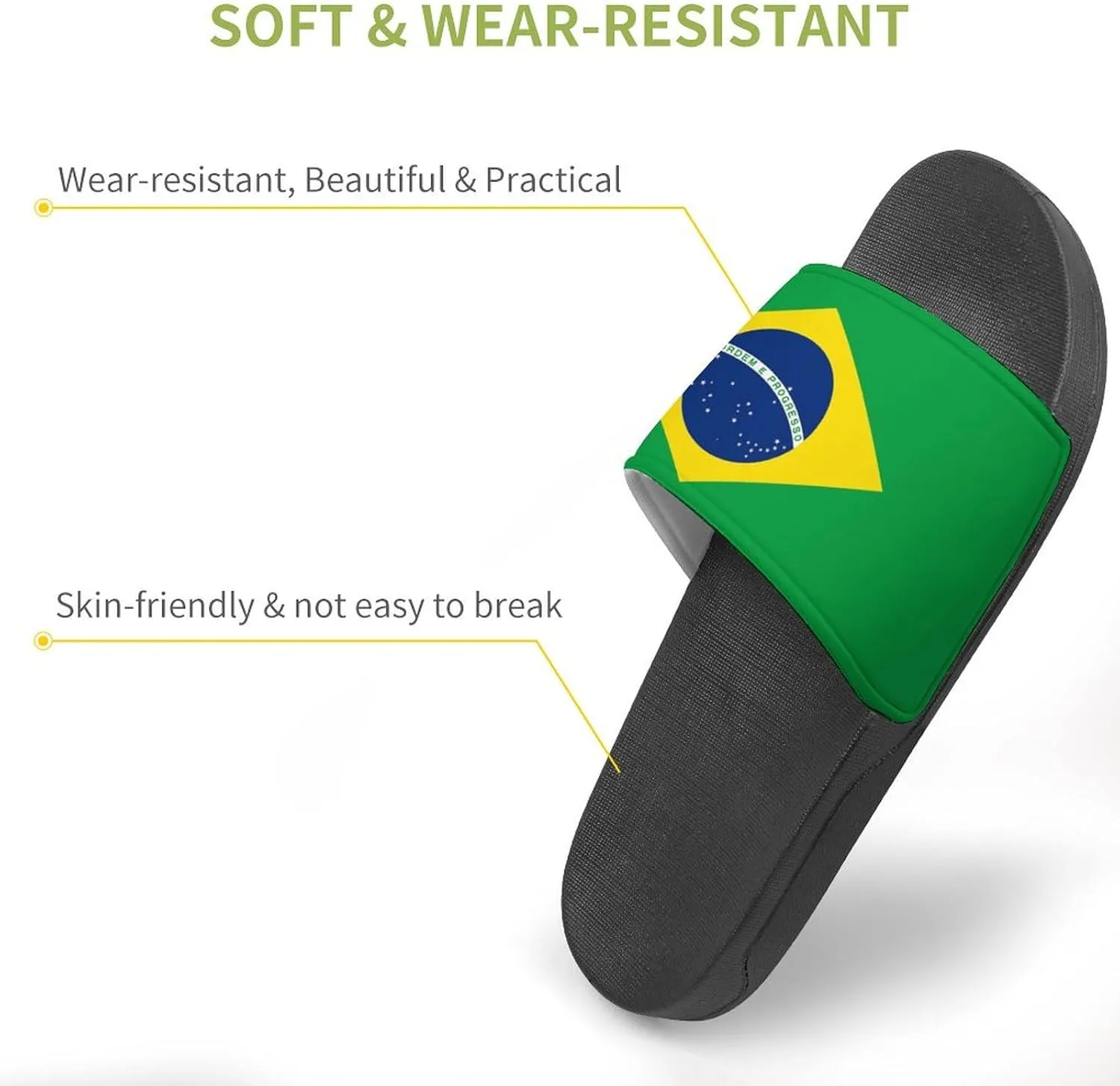 Brazilian Flag House Slippers for Women Men Shower Slides Bathroom Sandals