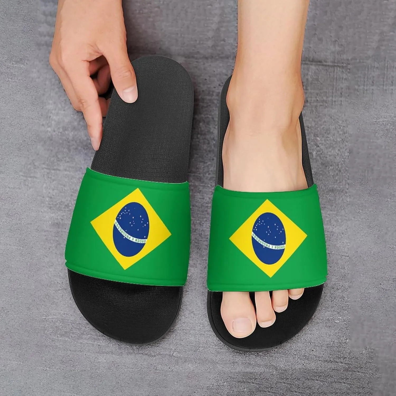 Brazilian Flag House Slippers for Women Men Shower Slides Bathroom Sandals