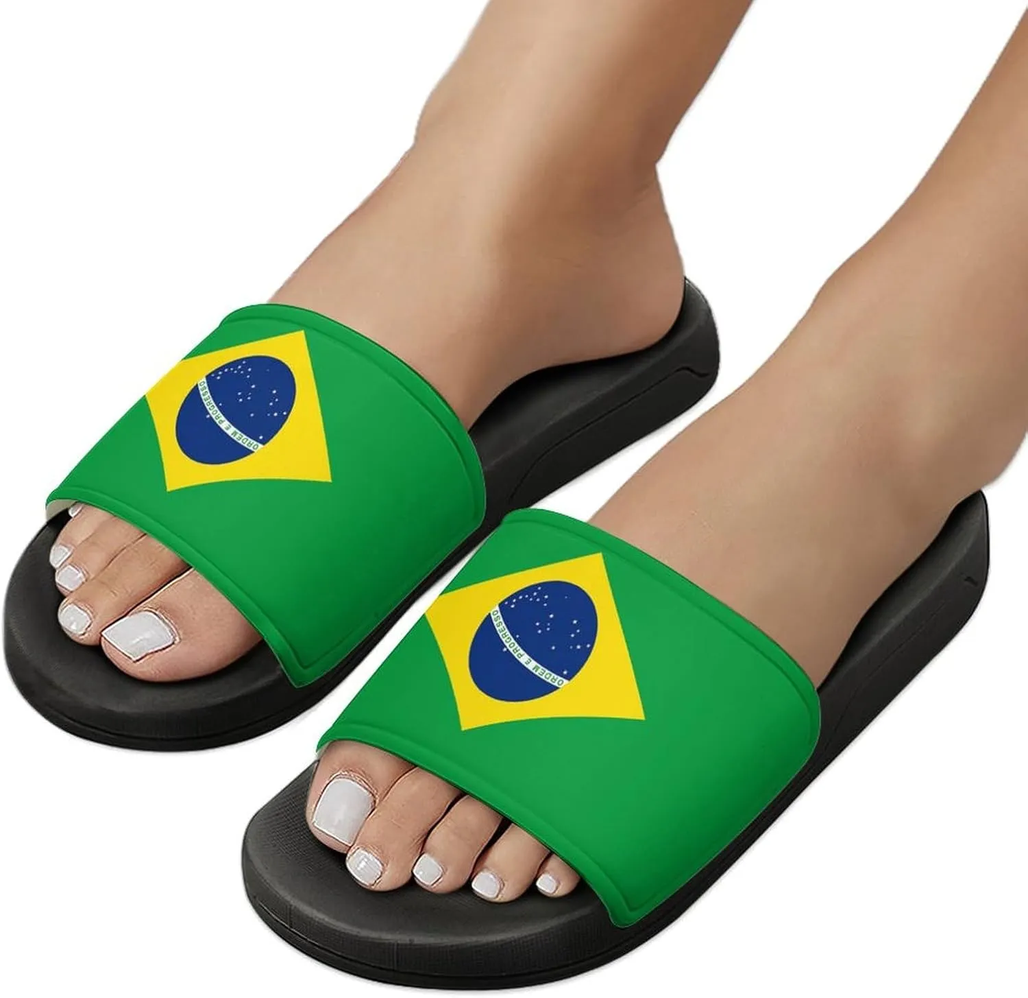 Brazilian Flag House Slippers for Women Men Shower Slides Bathroom Sandals